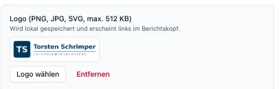 Kanzleivorlage in RentaS: Feld zum Hinterlegen des eigenen Logos, das im Berichtskopf erscheint