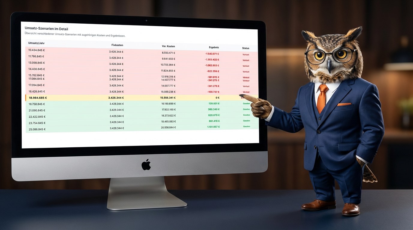 Break-Even-Analyse in RentaS – Screenshot